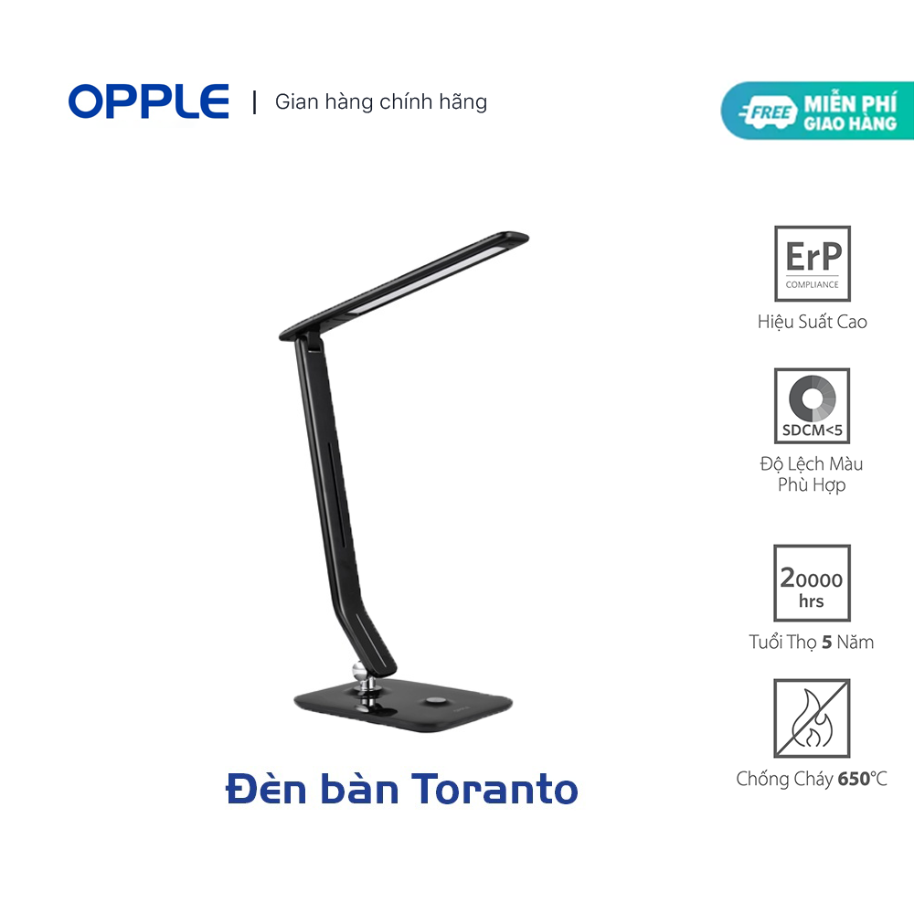 Đèn LED Bàn OPPLE Toranto Điều Chỉnh Độ Sáng 4000K 7W - Đen - Chính Hãng