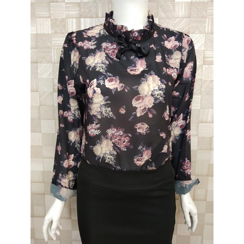 Áo Kiểu Nữ Voan Hoa BY1055A