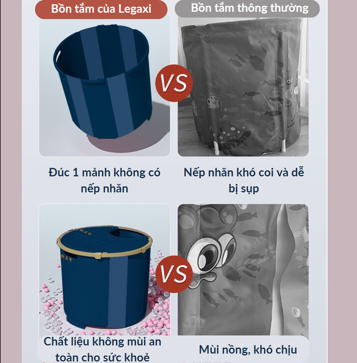 Bồn Tắm Gấp Gọn Legaxi, Dùng Cho Người Lớn, Trẻ em, Phù Hợp Với Phòng Tắm Của Mọi Gia Đình Size 75Cm
