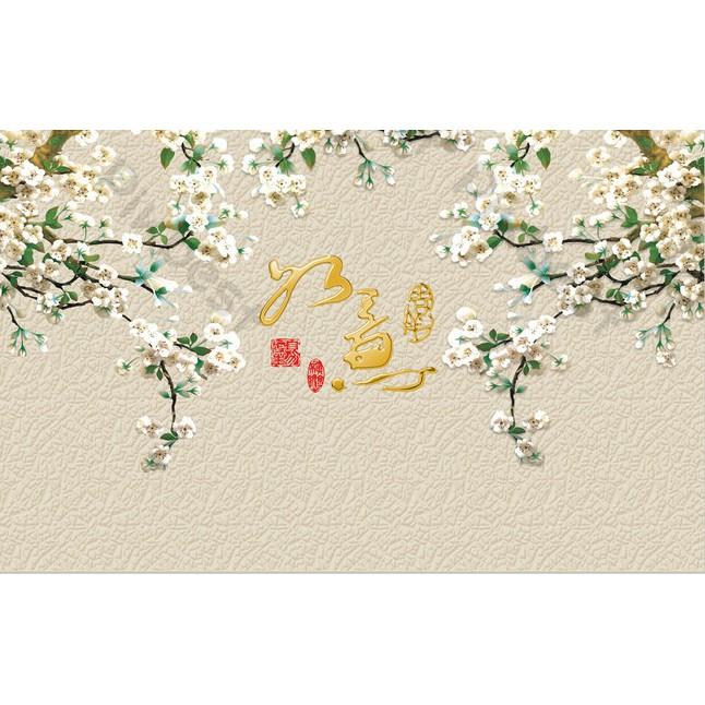 Tranh dán tường Bức tường hoa tối giản hiện đại, tranh dán tường 3d hiện đại MS659204