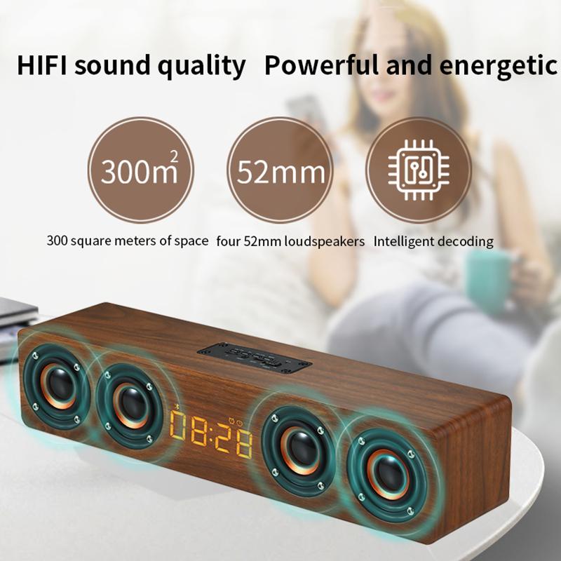 Loa Bluetooth bằng gỗ 20W 4 loa Sound Bar TV Echo Wall Hệ thống âm thanh rạp hát tại nhà Hộp âm thanh chất lượng âm thanh HIFI cho PC/TV Màu sắc: Q1 ĐEN