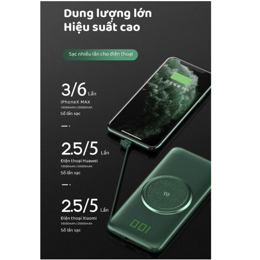 Pin sạc dự phòng sạc nhanh không dây tích hợp nhiều cáp sạc P1 GreenPower 20.000mAh thế hệ mới 2021 - AsiaMart