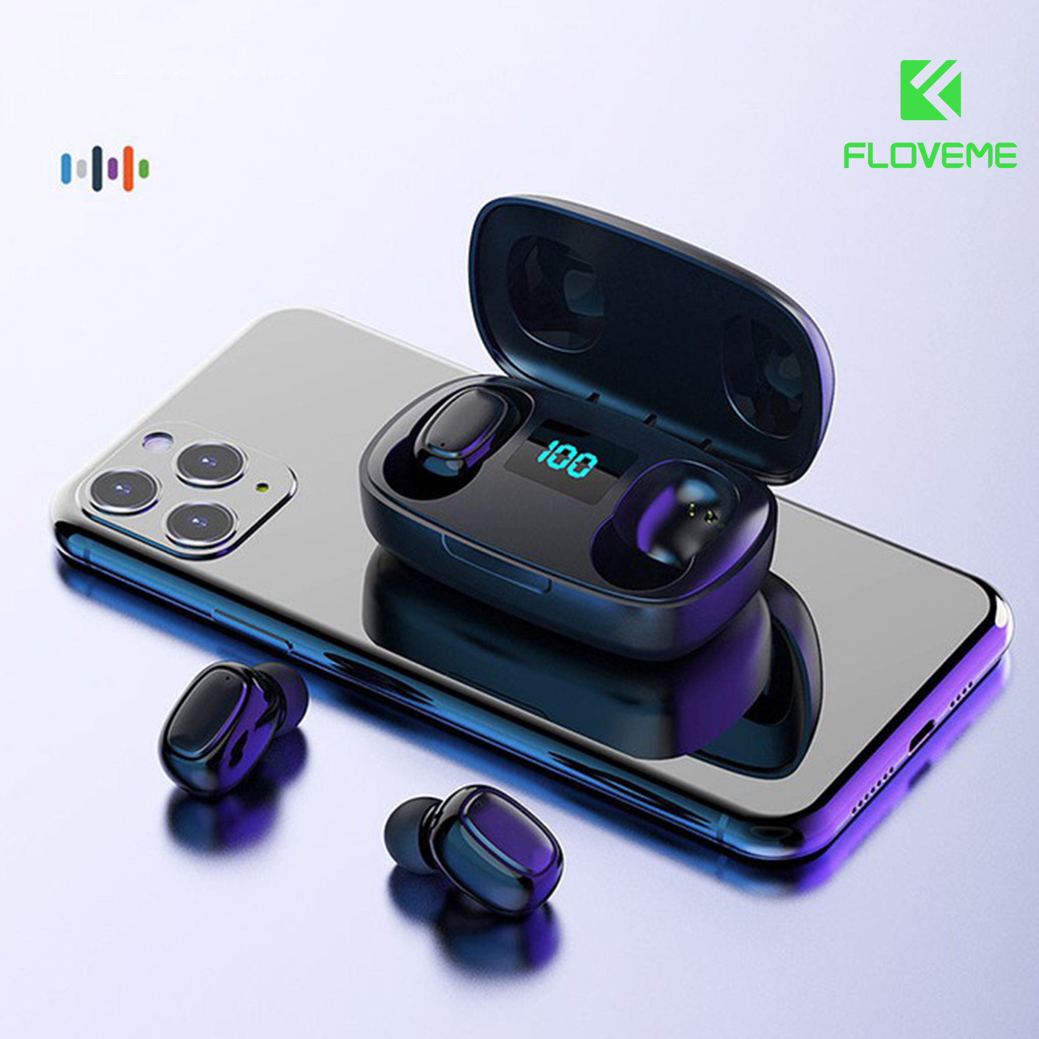 Tai Nghe Bluetooth FLOVEME T10 TWS BT5.0 Kết Nối Không Dây Tích Hợp Micro - Chất lượng âm thanh nổi Hi-Fi - Chống thấm nước IPX5 - Pin dung lượng cao - Hàng chính hãng