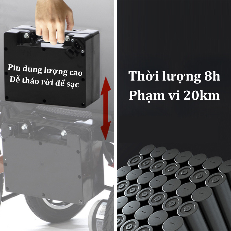 Xe lăn điện động cơ kép, dung lượng pin lớn, an toàn, dễ điều khiển, khung hợp kim chắc chắn, gấp gọn khi không sử dụng chính hãng Nikita
