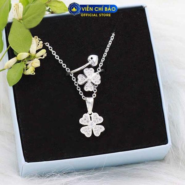 Dây chuyền bạc nữ Cỏ bốn lá may mắn chất liệu bạc 925 thời trang phụ kiện trang sức nữ Viễn Chí Bảo M400108 D400143