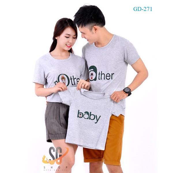 Áo gia đình - THUN DÀY DẶN - màu xám (GD271X)