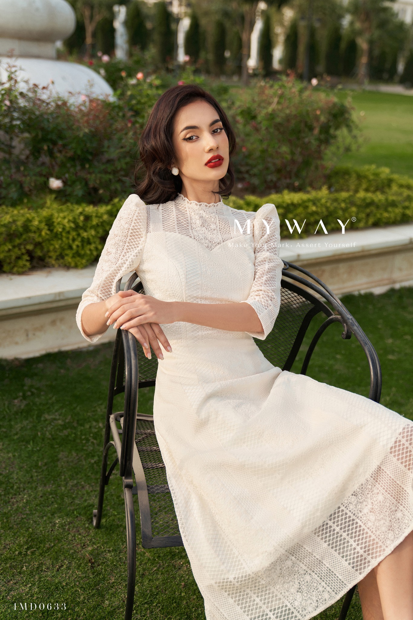 Đầm Ren Nữ MY WAY Dáng Xòe Retro Sang Trọng 4md0633