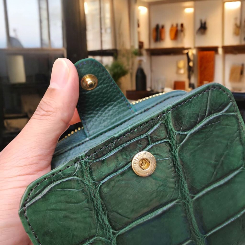 Ví nữ DA BỤNG CÁ SẤU XANH RÊU SIÊU LỚN. Ví nhỏ gọn nhưng đựng siêu nhiều đồ!