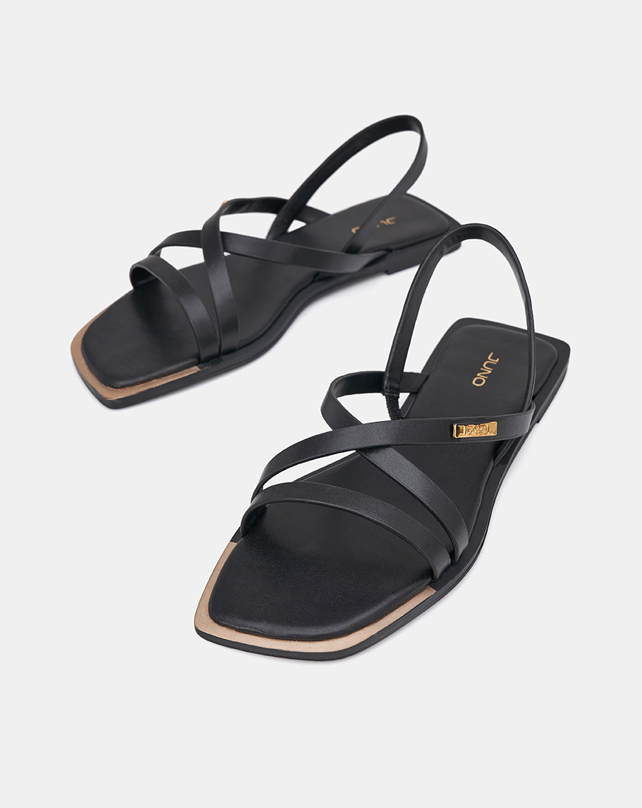 Giày Sandal Nữ 1cm Thời Trang JUNO Sơn Viền Phối Khoá Trang Trí SD01134