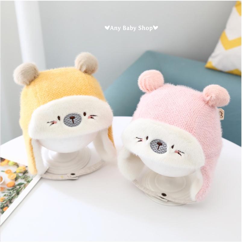 Mũ nón phi công hình gấu cute cho bé trai bé gái có ốp tai nhiều màu dễ thương-hàng có sẵn 