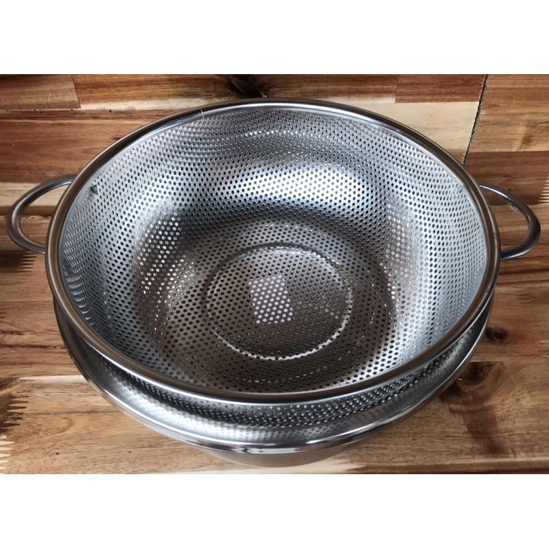 Bộ thau rổ Inox cao cấp có tay cầm size 26cm