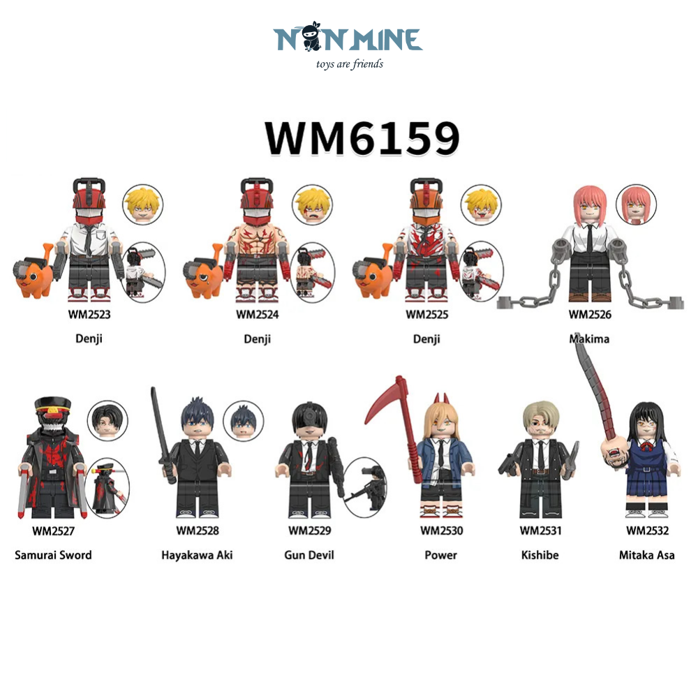 Minifigures Chainsaw Man Máy Cưa Sợi Xích Nhân Vật Hoạt Hình Truyện Tranh Anime WM6159