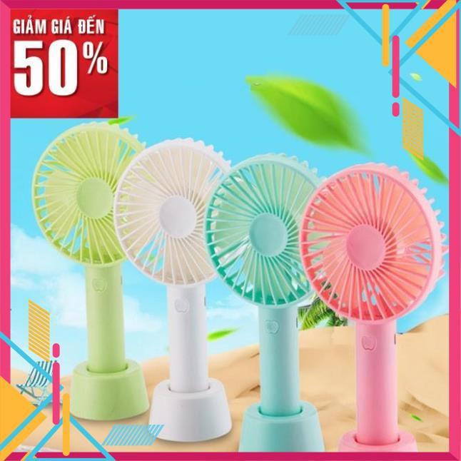 Quạt mini cầm tay tích điện sạc usb dự phòng có chân đế để bàn 3 chế độ gió siêu mát tiện dụng