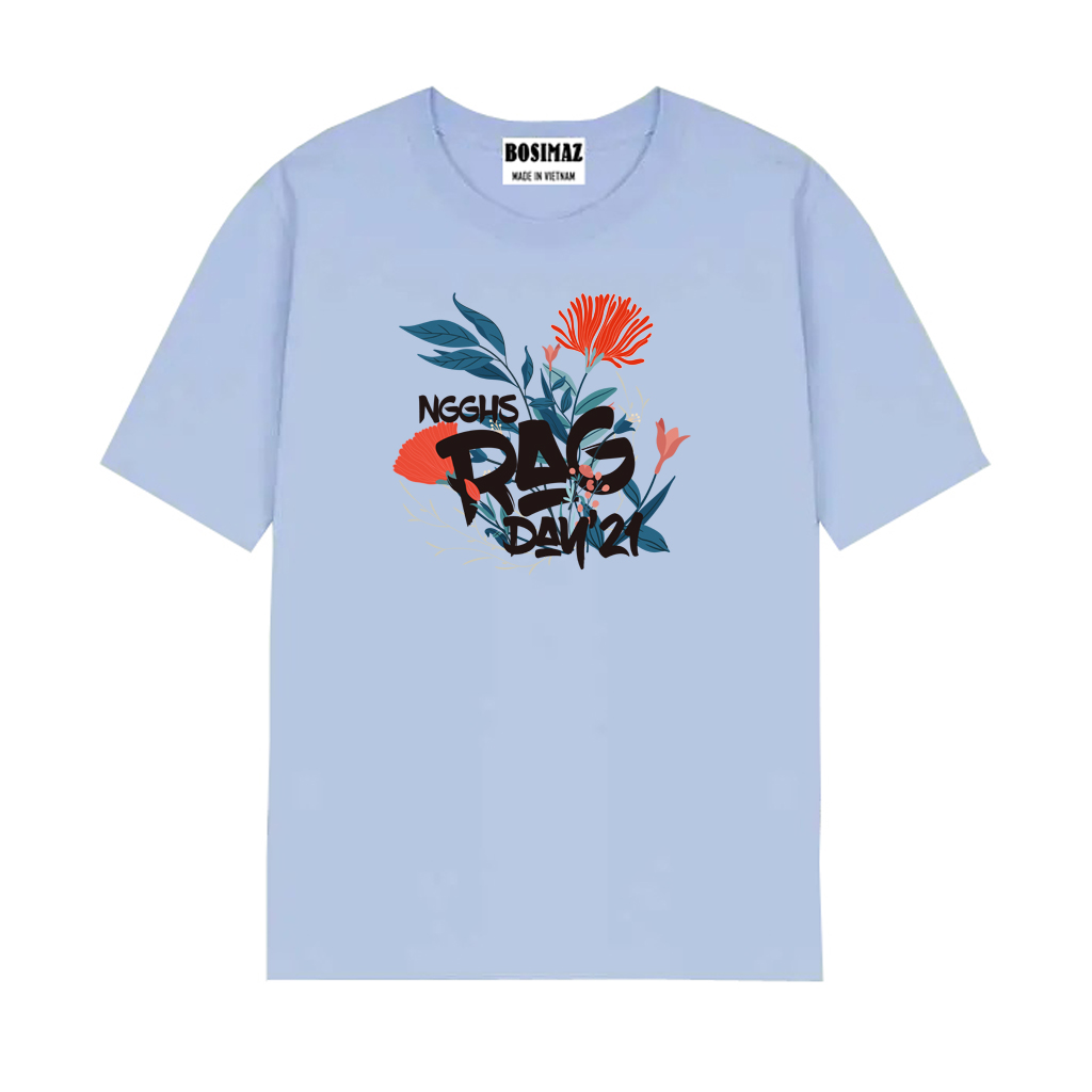 Áo thun Unisex Bosimaz TS014 cổ tròn tay lỡ phom rộng in hình hoa, thun contton 100%, vải đẹp dày, thoáng mát không xù lông.