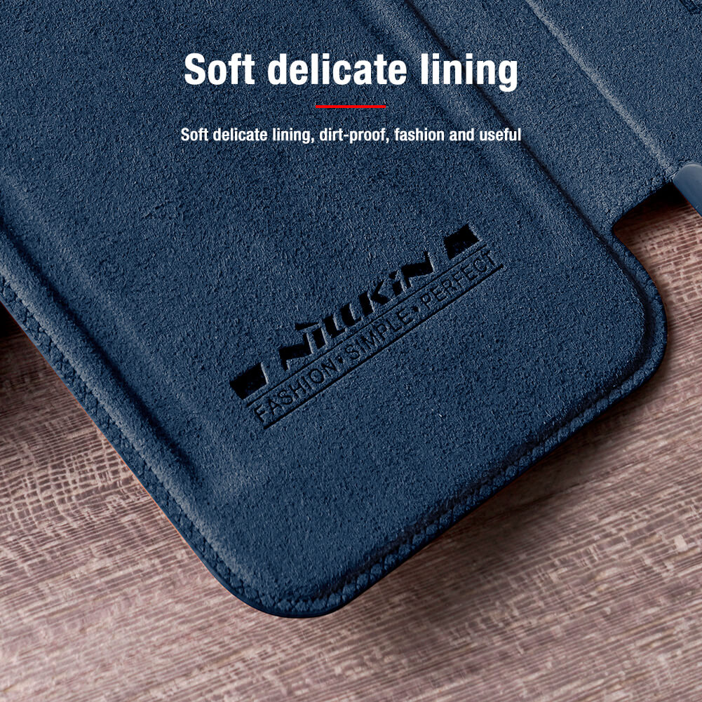Case bao da chống sốc cho iPhone 13 Pro Max trang bị nắp bảo vệ Camera hiệu Nillkin Qin Pro - hàng nhập khẩu