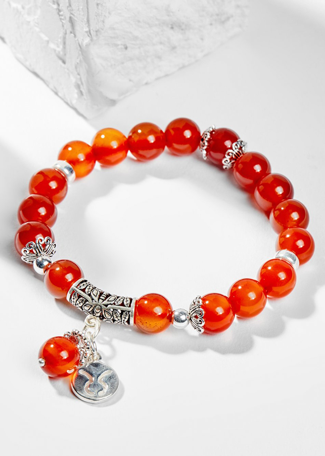 Vòng Tay Phong Thủy Nữ Đá Mã Não Đỏ Phối Charm Cung Hoàng Đạo Kim Ngưu Mệnh Hỏa, Thổ Ngọc Quý Gemstones