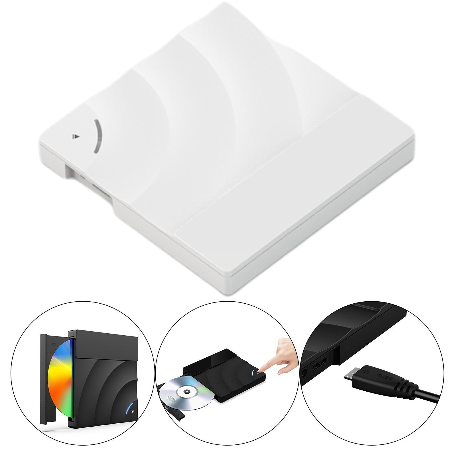 Portable External   Rw Drive USB 3.0 Optical Drive PC for Windows  White