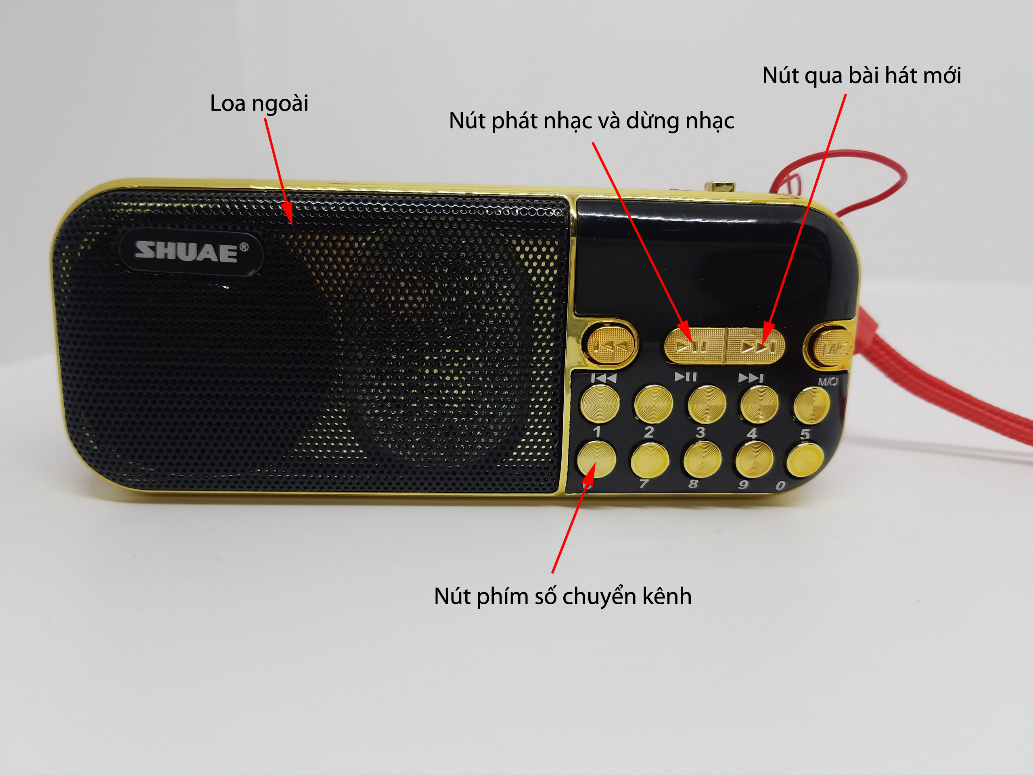 Đài FM Radio SHUAE -121 USB-Thẻ nhớ-pin sạc Cho người cao tuổi