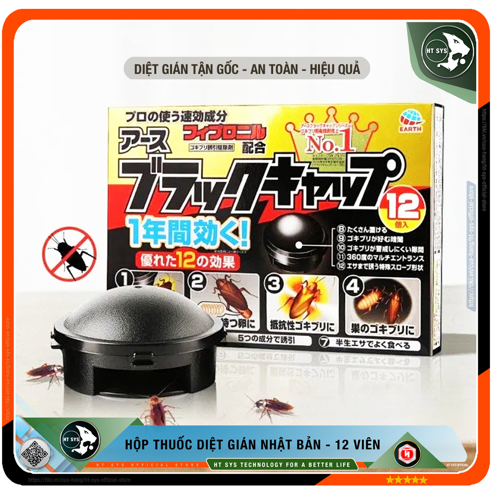 Thuốc Diệt Gián Nhật Bản HT SYS EARTH - Hộp 12 Viên - Cách Diệt Gián An Toàn Hiệu Quả Cho Con Người Và Vật Nuôi