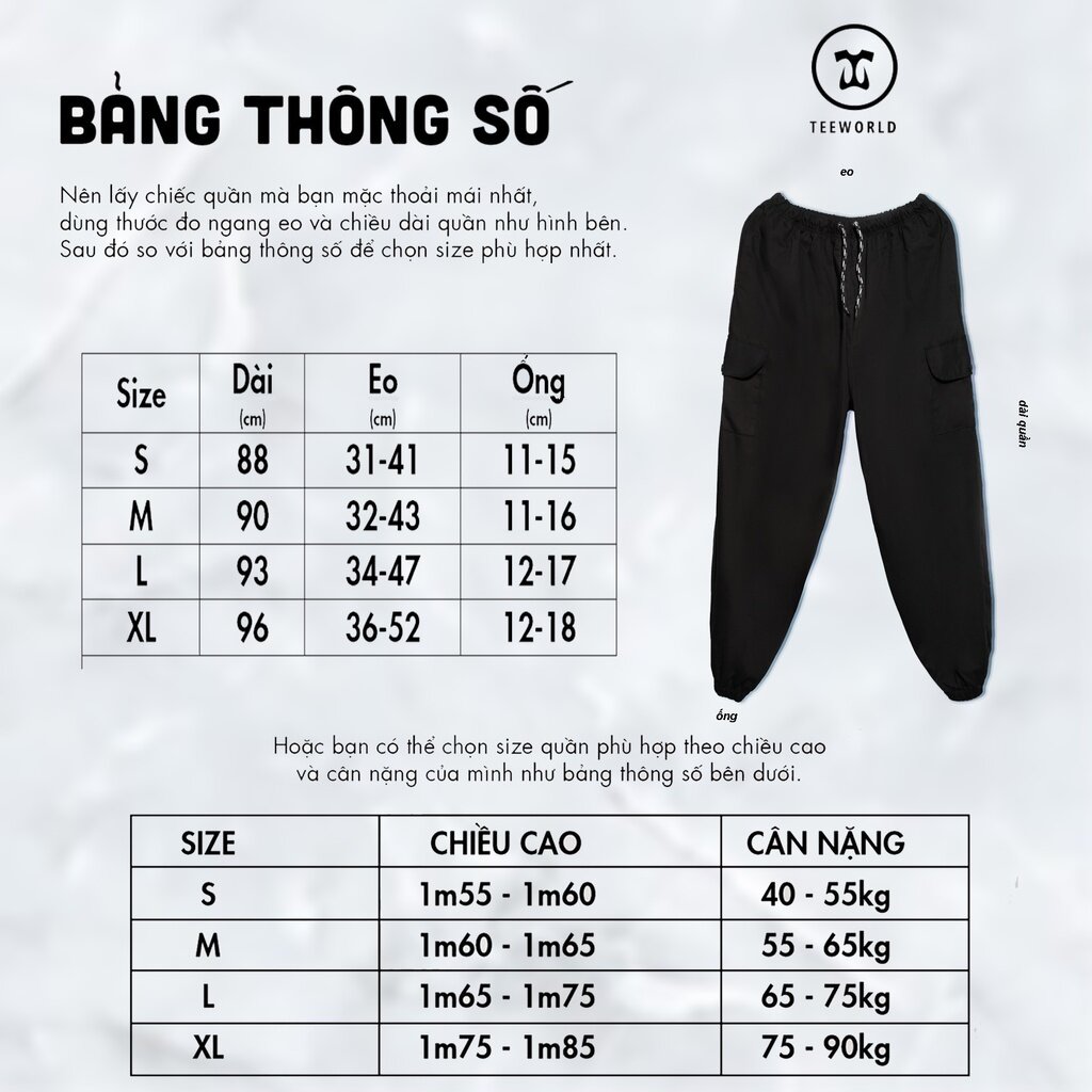 Combo Áo sơ mi Teeworld tay dài Long-Sleeve &amp; Quần Jogger Teeworld Khaki Teeworld túi hộp Đen