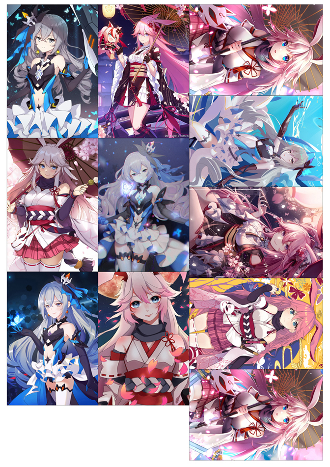 Ảnh card Honkai Impact 3 set 11 tấm nhóm và nhân vật