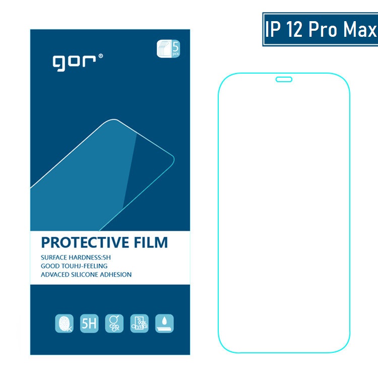 Miếng dán màn hình Gor Cho Iphone 12 Pro Max/ 12 Pro/ 12 Cảm ứng nhạy, Chống trầy xước, Hạn chế vân tay - Hãng Gor (5 miếng) - Hàng nhập khẩu