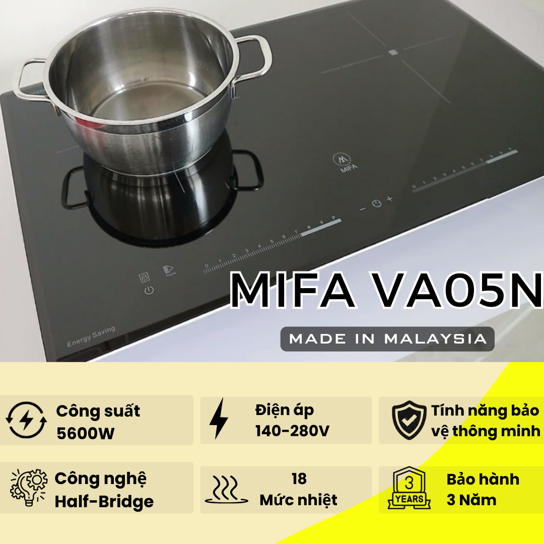 Bếp từ đôi MIFA VA05N - Đun liu riu - Hàng Chính Hãng
