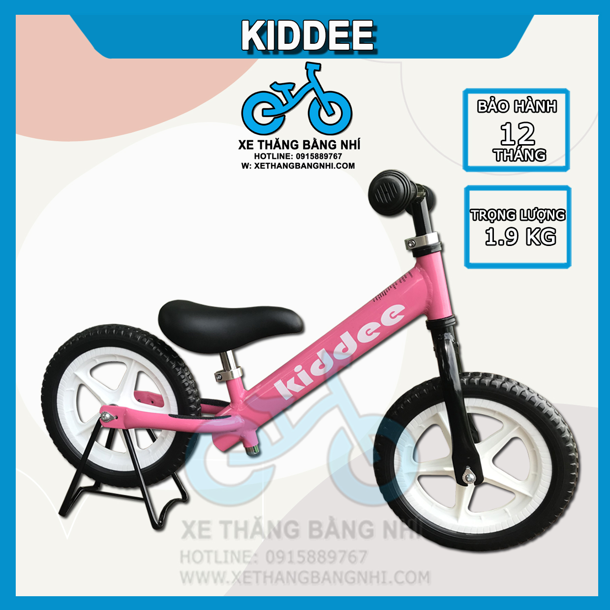 Xe thăng bằng KIDDEE Hồng khung nhôm 1.9kg