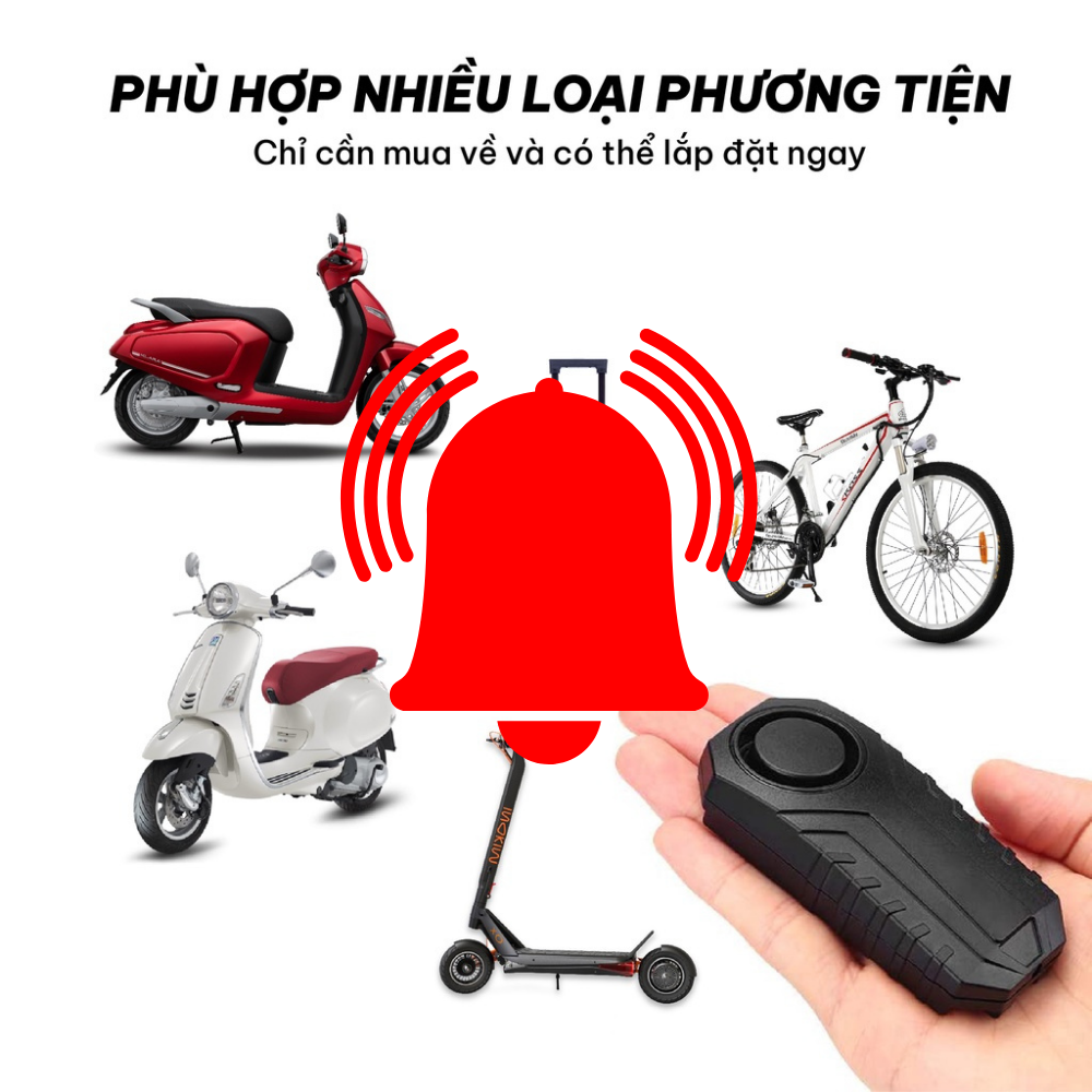 Chuông báo động chống trộm xe máy, xe đạp thông minh CTFAST KS-SP22R, cảm biến rung còi báo to, tích hợp điều khiển từ xa hỗ trợ tìm xe trong bãi xe, phát tín hiệu SOS khi gặp sự cố, chống nước IP65 - Hàng loại 1