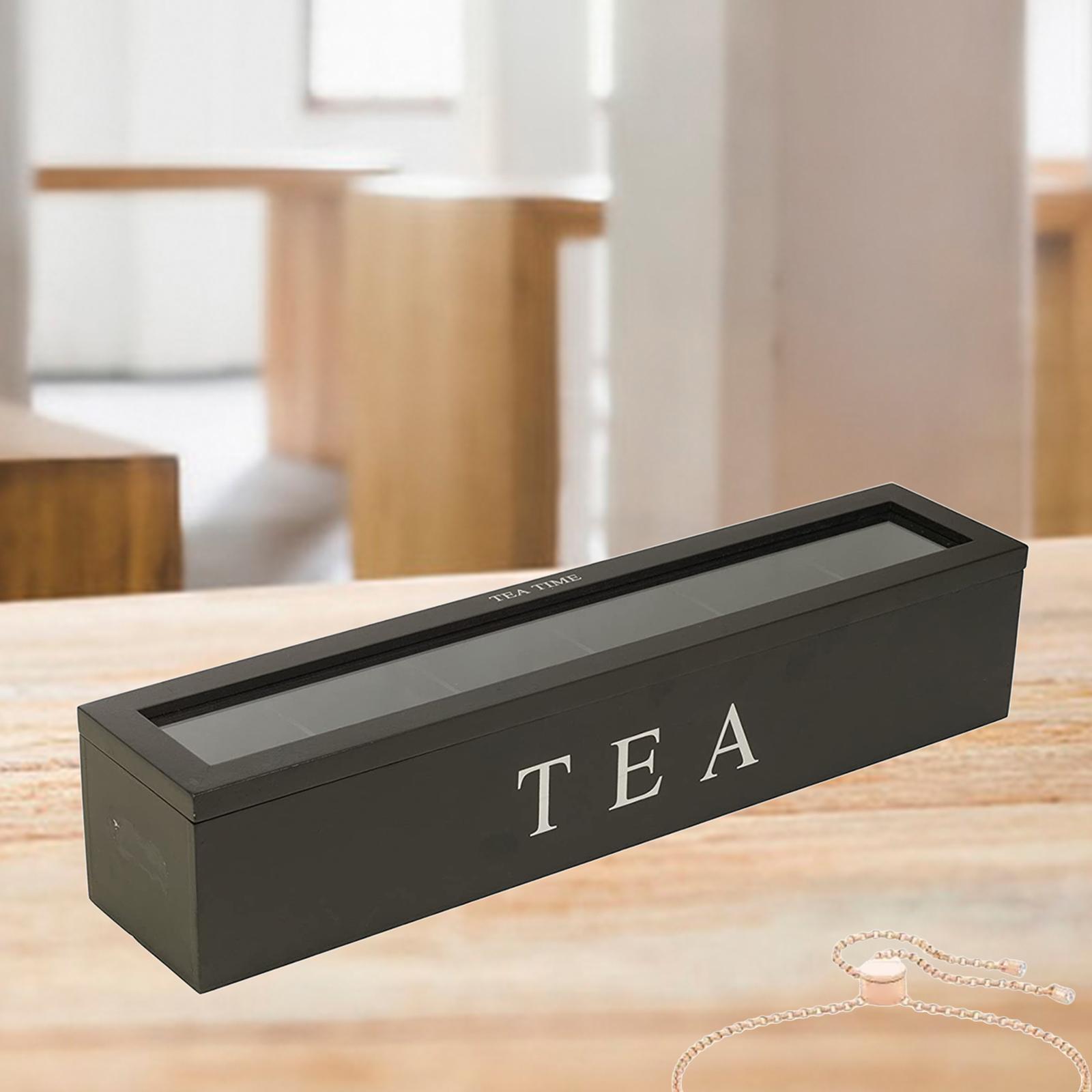 3X Tea Box with Lid Coffee Bag Storage Holder &amp; 6 Compartment Kitchen Organizer