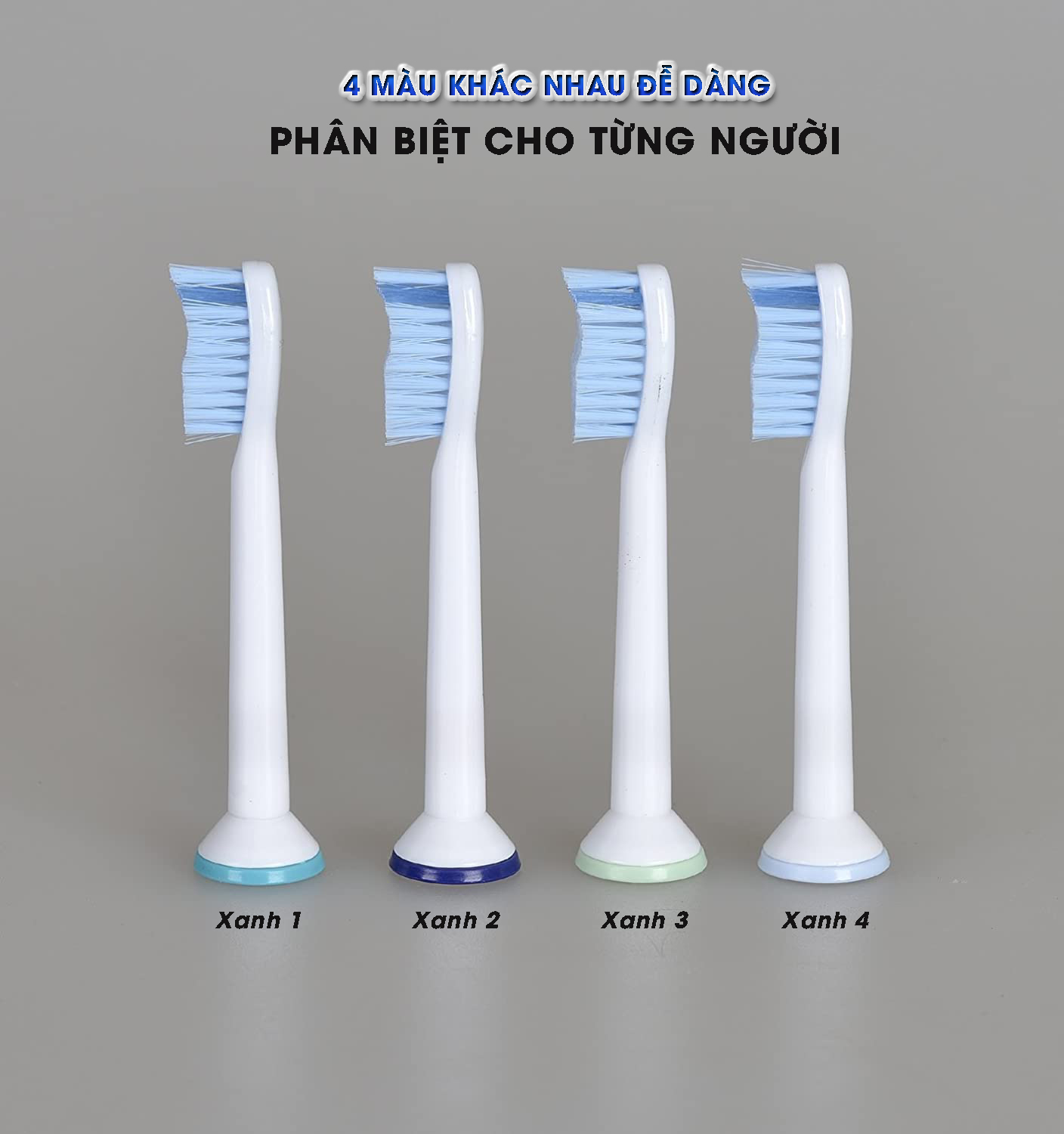 Bộ 4 đầu bàn chải đánh răng điện HX-6054 cho máy Philips Sonicare cho răng nhạy cảm HX3, HX6, HX7, HX8, HX9, R, FlexCare +, FlexCare, HealthyWhite, HydroClean, EasyClean, DiamondClean