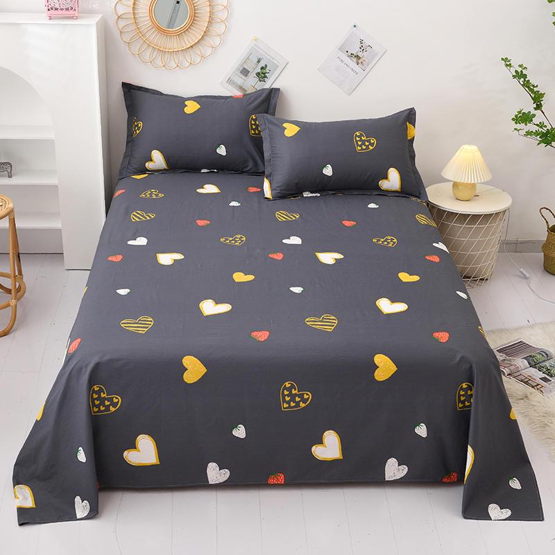 1Pc 100% Cotton Nguyên Chất Tấm Phẳng Nữ Hoàng Kích Thước Ga Gối Dùng Cho Giường Đôi Phong Cách Hoạt Hình Chăn Ga Gối Đầu Tờ