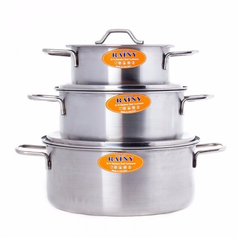 Bộ 3 nồi 1 đáy inox Rainy cao cấp - Hàng Chính Hãng