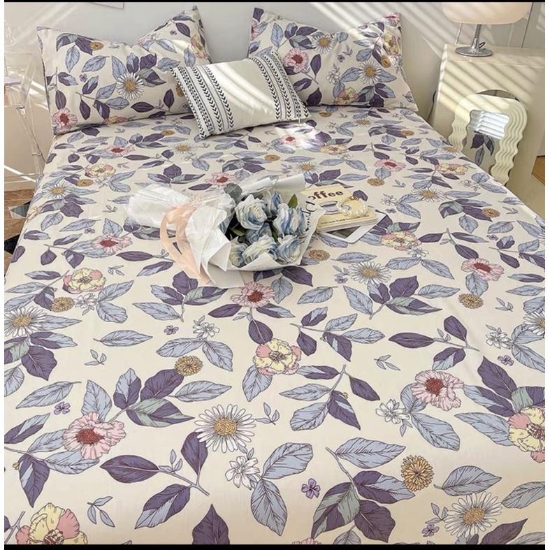 Bộ Ga Gối Cotton Living Hàng Nhập Khẩu Cao Cấp 3 Món Hoa nhí