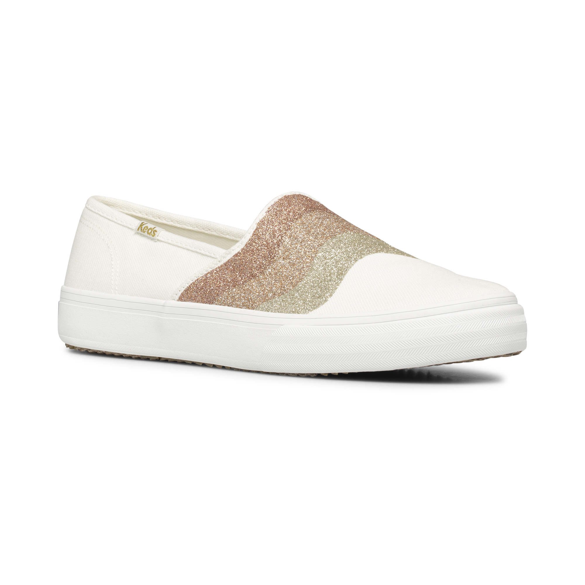 Giày Keds Nữ- Double Decker Wave Glitter Canvas Cream- KD065932