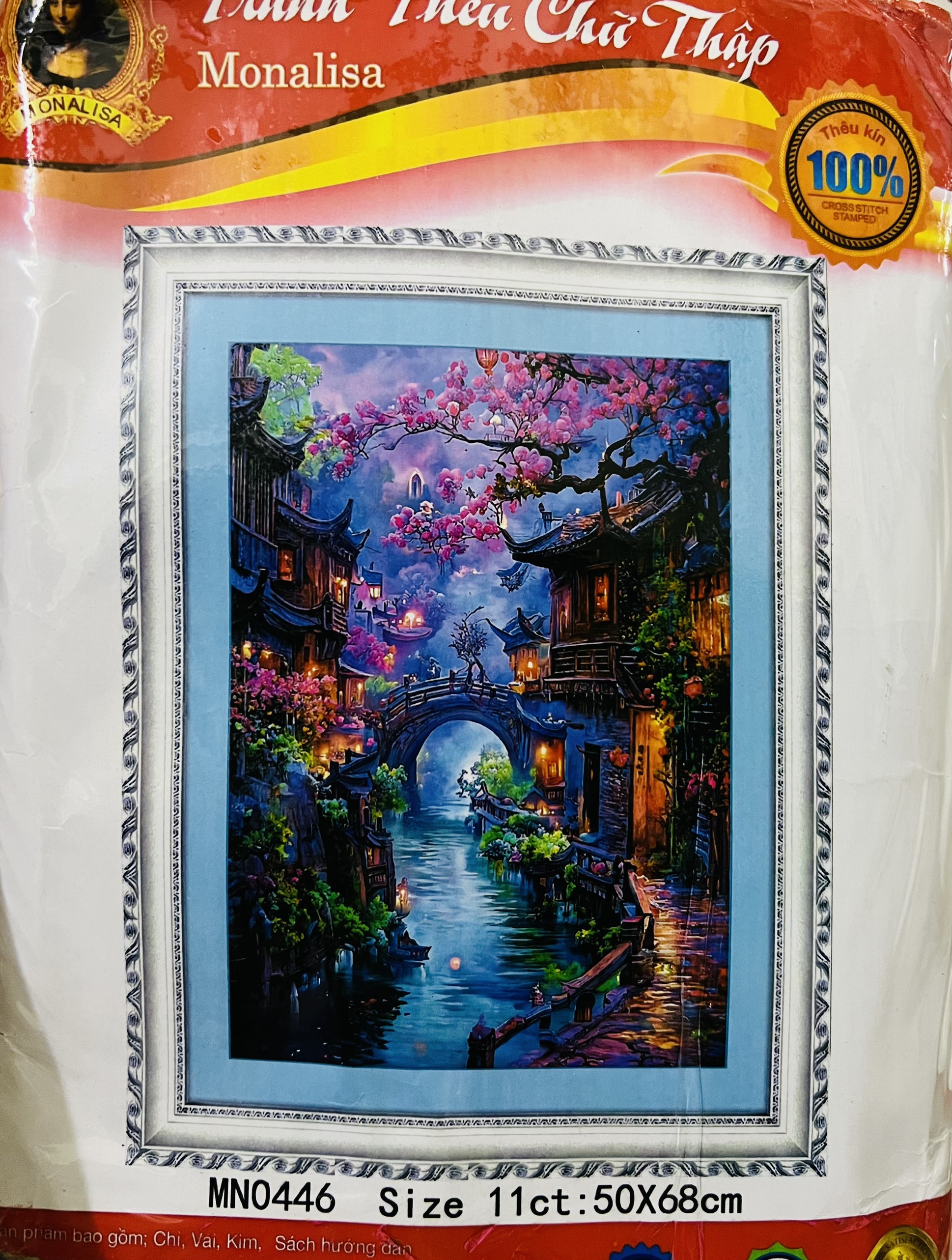 Tranh thêu chữ thập Cha mẹ (đồng hồ) LV3390, kích thước 80 x 50 cm