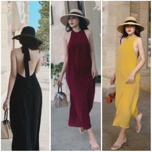 Đầm maxi cổ yếm hở lưng (4 màu