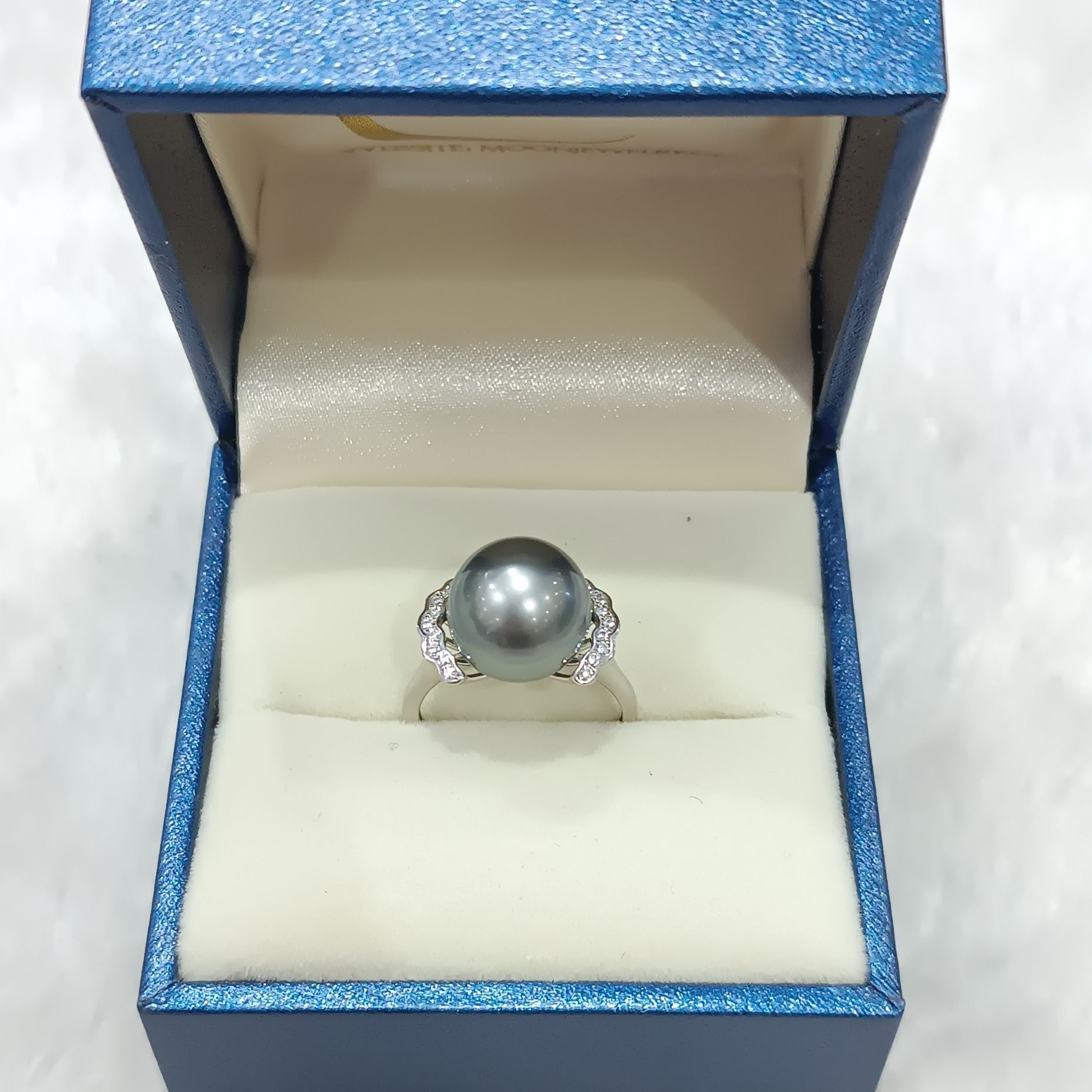 Nhẫn Ngọc Trai Nước Mặn Tahiti Ánh Xanh Free Size (N0608) - MOON Jewelry