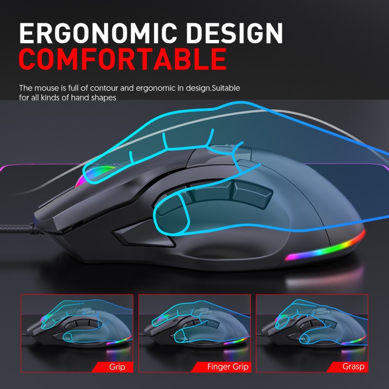 Chuột Gaming Esport Mouse M300 Led RGB 12000 DPI Macro cho máy tính laptop