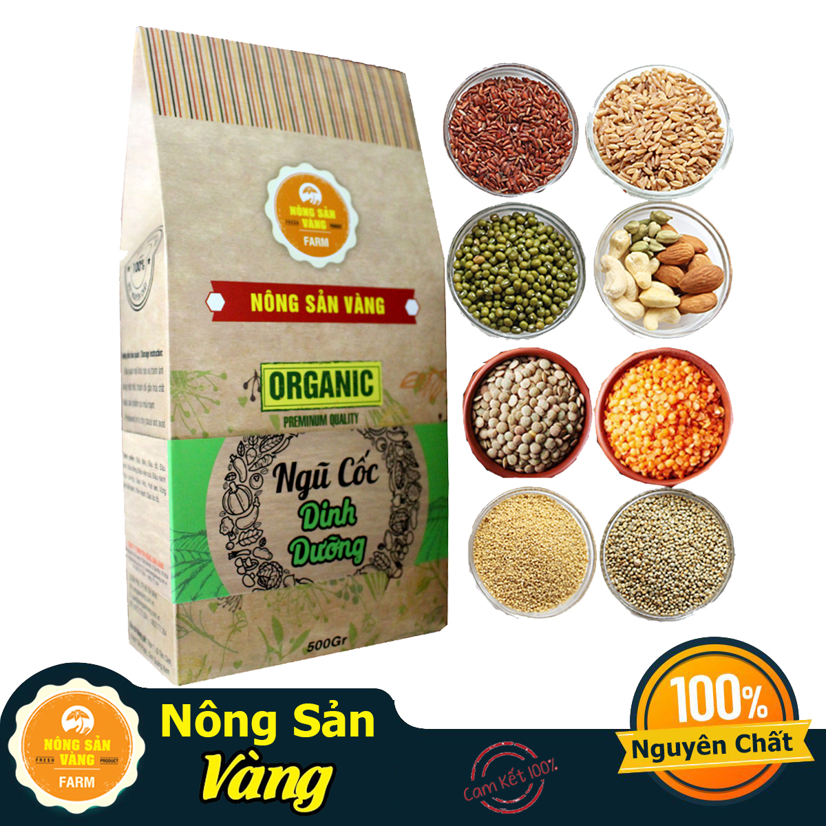  Bột ngũ cốc 500gr - Thực phẩm chức năng dành cho người ăn kiêng, tiểu đường - Nông Sản Vàng