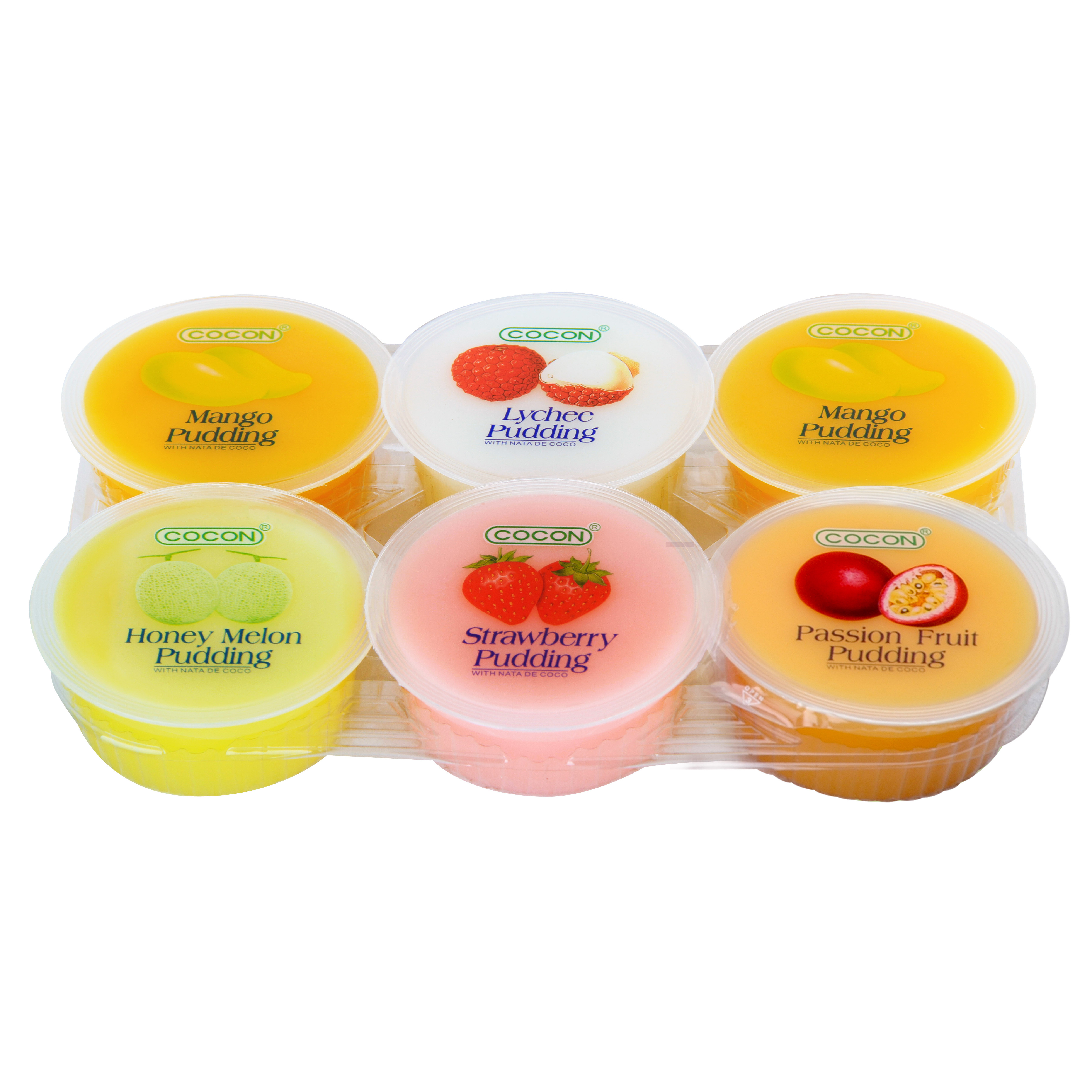 LỐC THẠCH 6 CHÉN HƯƠNG TRÁI CÂY TỔNG HỢP COCON - COCON NATA DECOCO PUDDING ASSORTED (80g x 6 hũ)