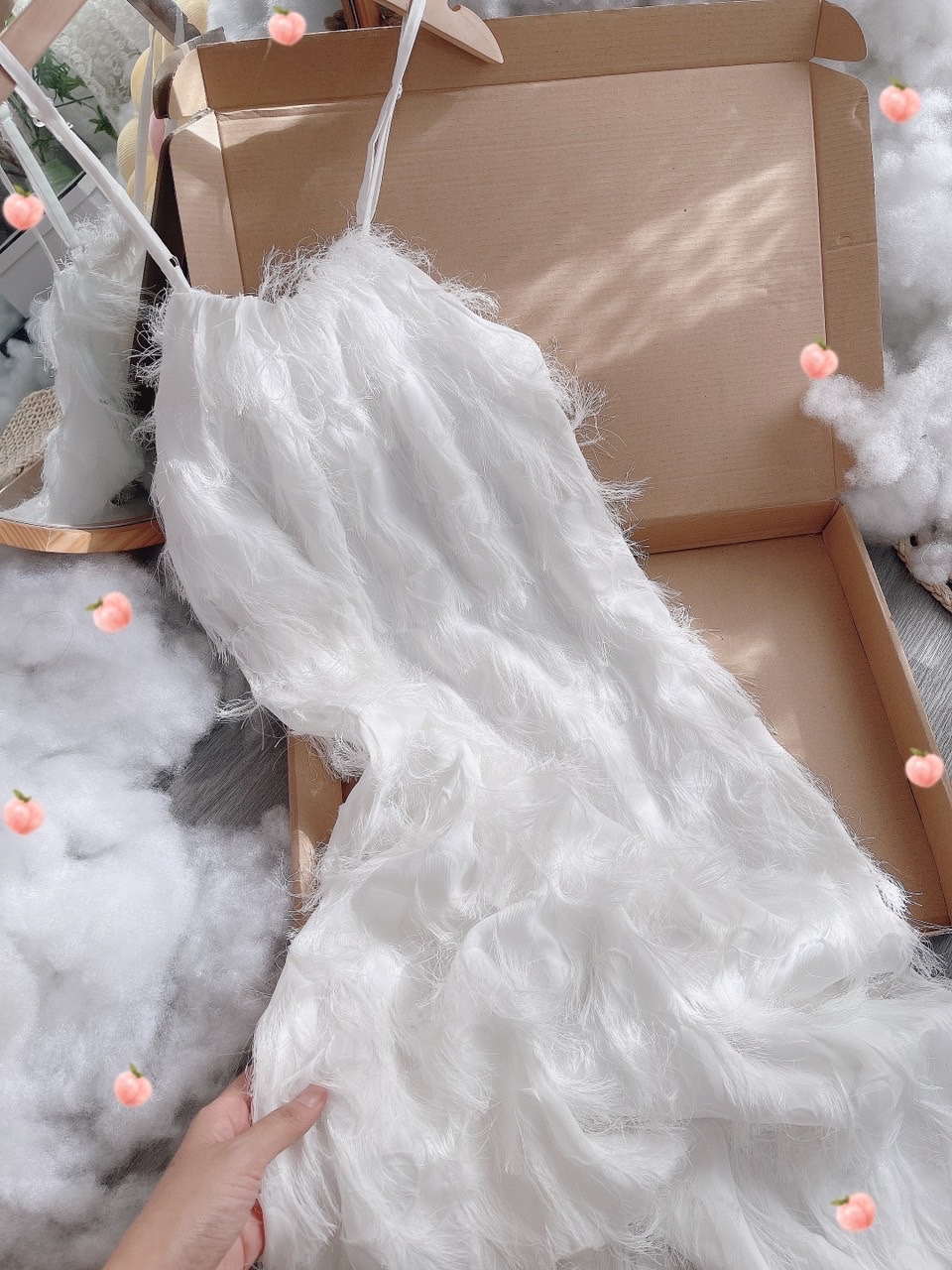 ĐẦM MAXI ĐI BIỂN HAI DÂY SUÔNG TRƠN LÔNG VŨ MIDI DẠO PHỐ DỰ TIỆC