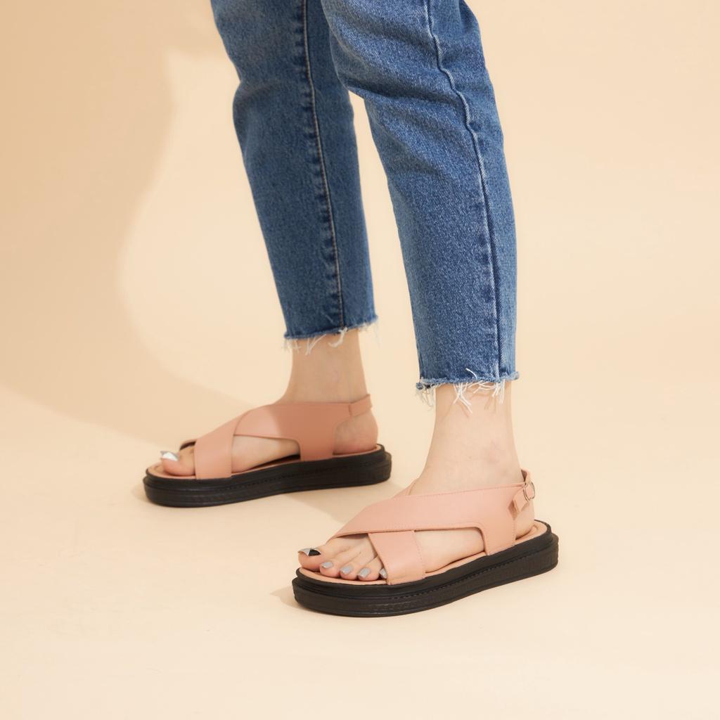 Giày Sandal Nữ MWC 2972 - Giày Sandal Quai Chéo Basic Đế Bằng Tôn Dáng Thời Trang