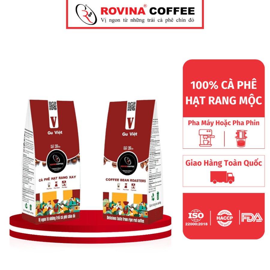 Cà Phê Rovina Gu Việt -  Pha Phin -  Gói 250gr Xay Sẵn Mùi Thơm Quyến Rũ, Đậm Đà Đúng Gu Việt