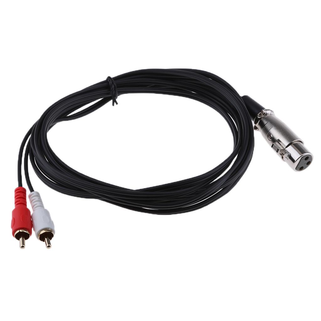 Stereo Audio Cable Wire Cord 3 Pin 1 XLR Female Plug to 2 RCA Male Splitter