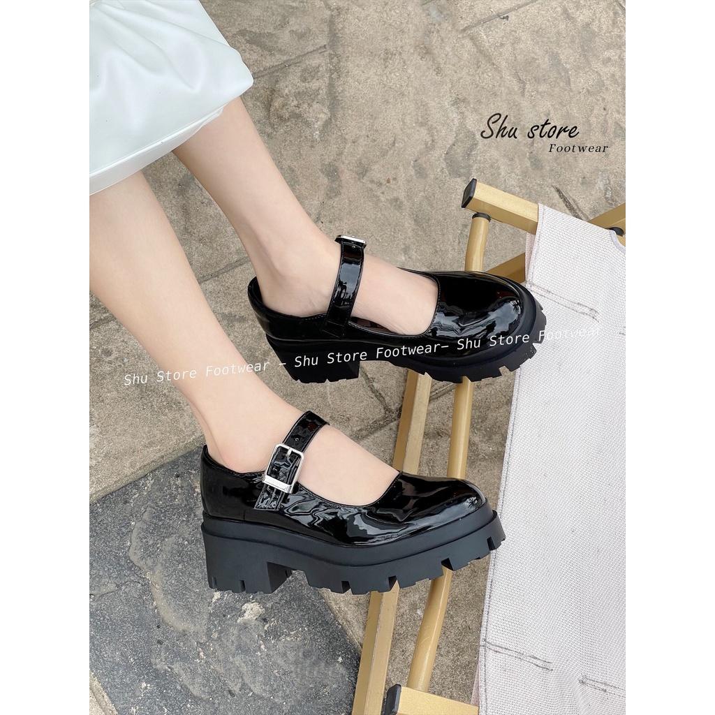 Giày búp bê quai ngang khoá vuông cao 6 phân tôn dáng cho nàng thời trang Shu Store
