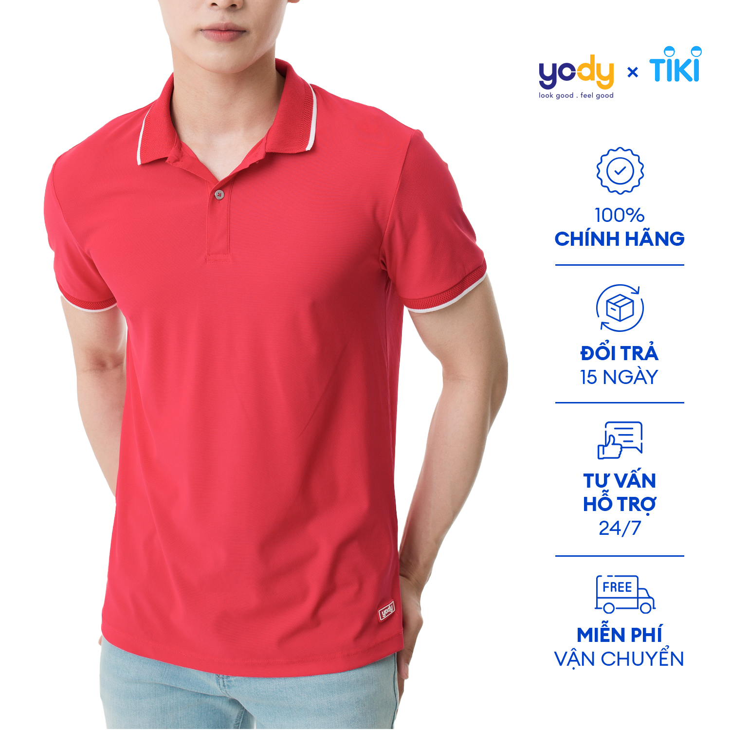 Áo Polo Nam YODY chất liệu cotton airycool siêu mát mềm mịn bo quả trám APM5083