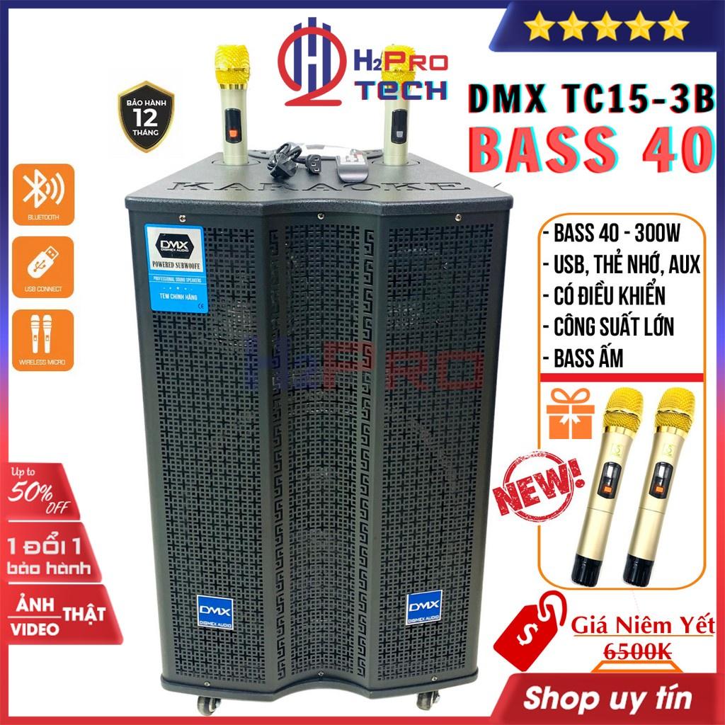 Loa kẹo kéo karaoke, loa kéo bluetooth DMX TC15-3B bass 40 300W hát karaoke cao cấp, công suất lớn - H2pro tech-Hàng chính hãng