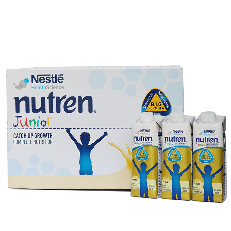 Thùng 24 hộp pha sẵn Nutren Junior 200ml/hộp cho trẻ từ 1-10 tuổi tăng trưởng 3 chuẩn: Thế chất, Đề kháng, Tư duy - Tặng túi đeo chéo máy bay