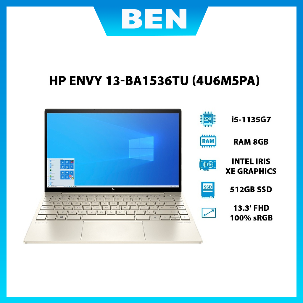 Laptop HP Envy 13 ba1536TU i5 1135G7/8GB/512GB/13.3"F/Win11//Vàng - Hàng chính hãng
